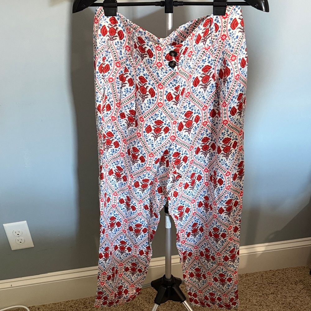 Boden Red and Blue Patterned Trousers